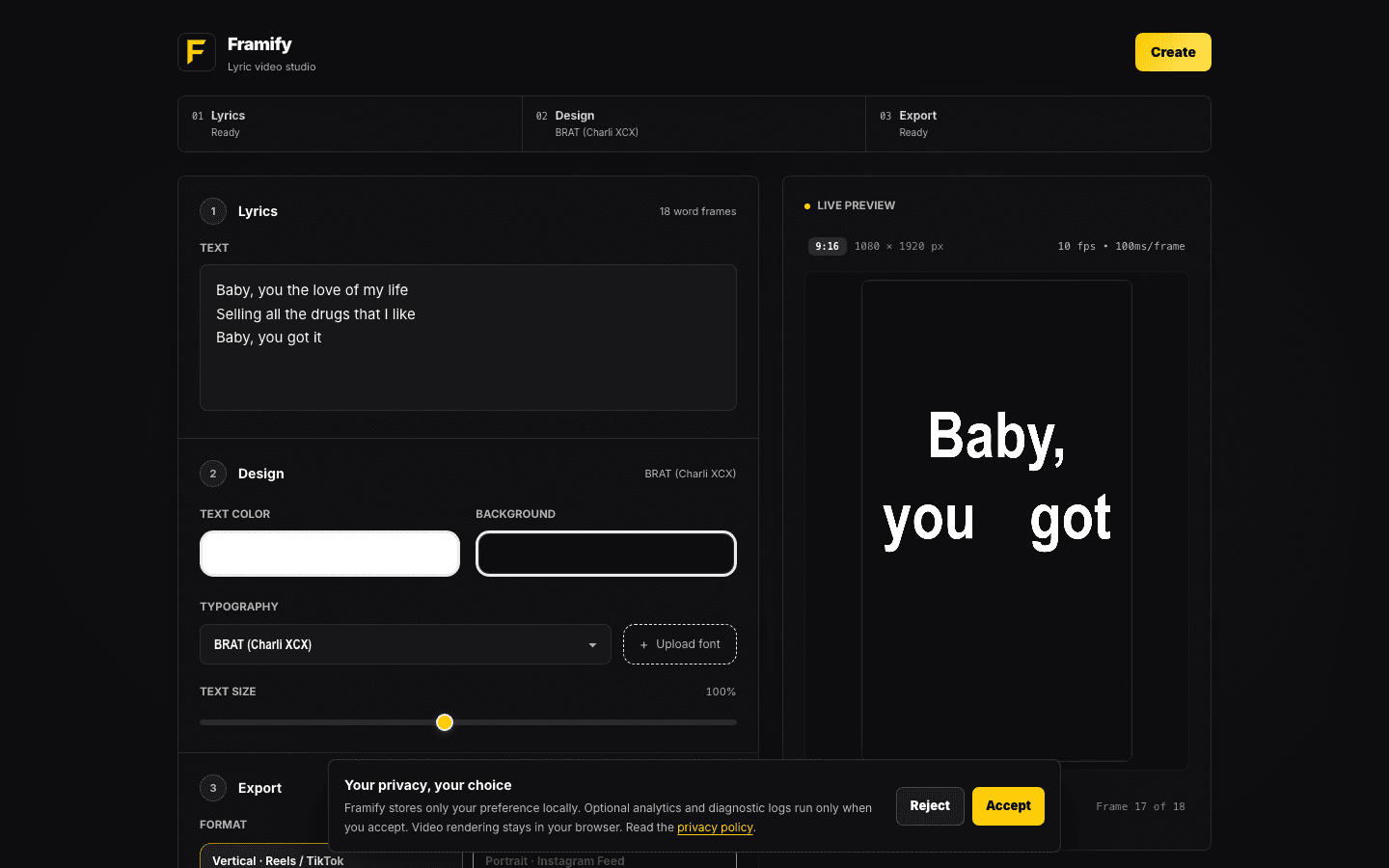 Framify project preview